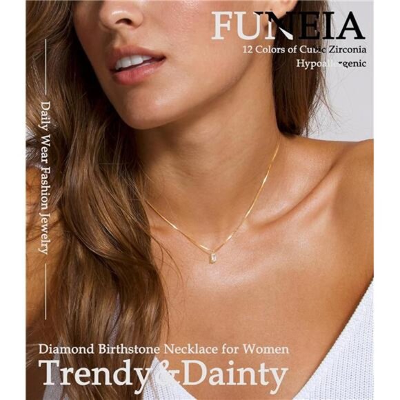 Diamond Necklaces for Women 14K Gold Plated Emerald Birthstone for Women Mothers - Picture 2 of 7